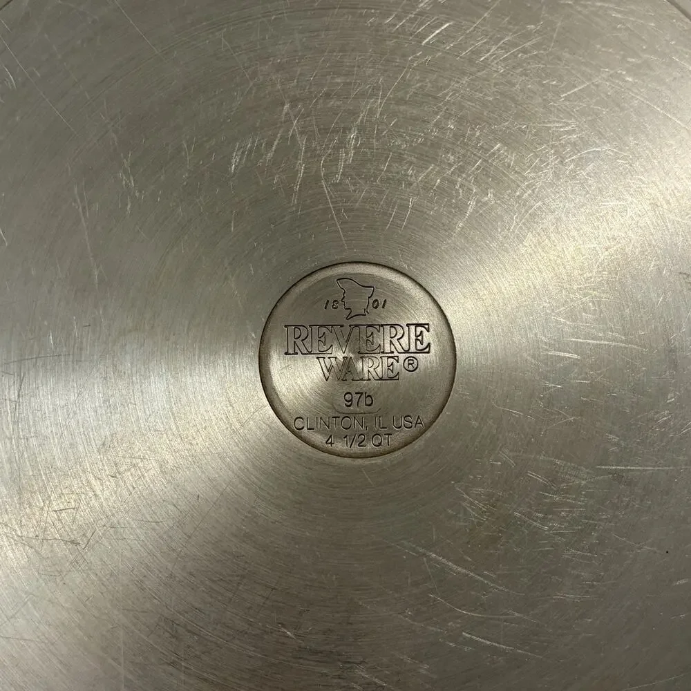 Revere Ware 1801 4 1/2 Qt Stainless Steel Stock Pot with Lid 97B